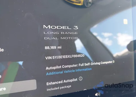 2020 Tesla Model 3 Long Range from USA, damaged, VIN 5YJ3E1EBXLF664620